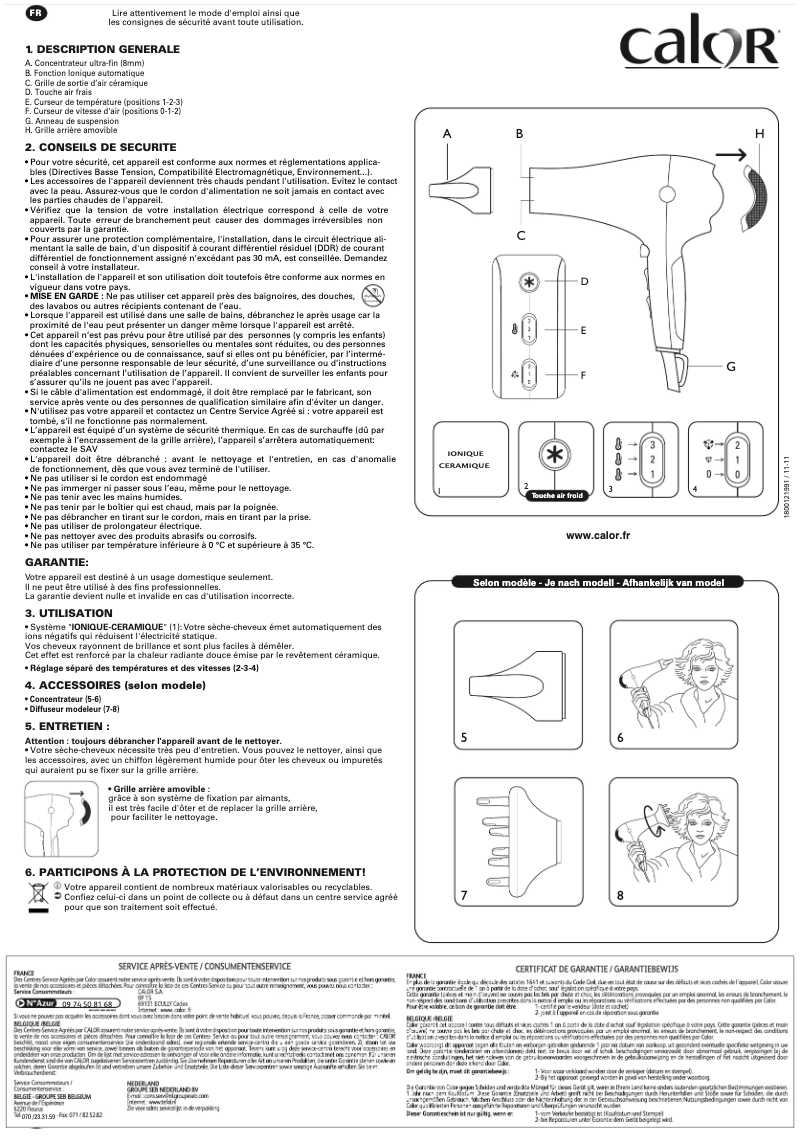 Page 1 de la notice Manuel utilisateur Calor Infini Pro Elite CV8652