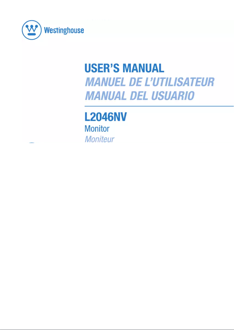 Page n°1 - Manuel utilisateur Westinghouse L2046NV