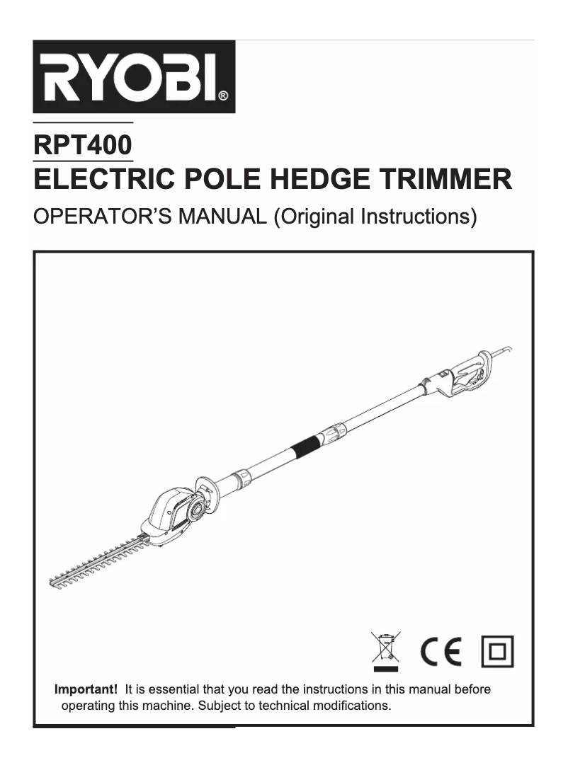 Image de la première page du manuel de l'appareil RPT400