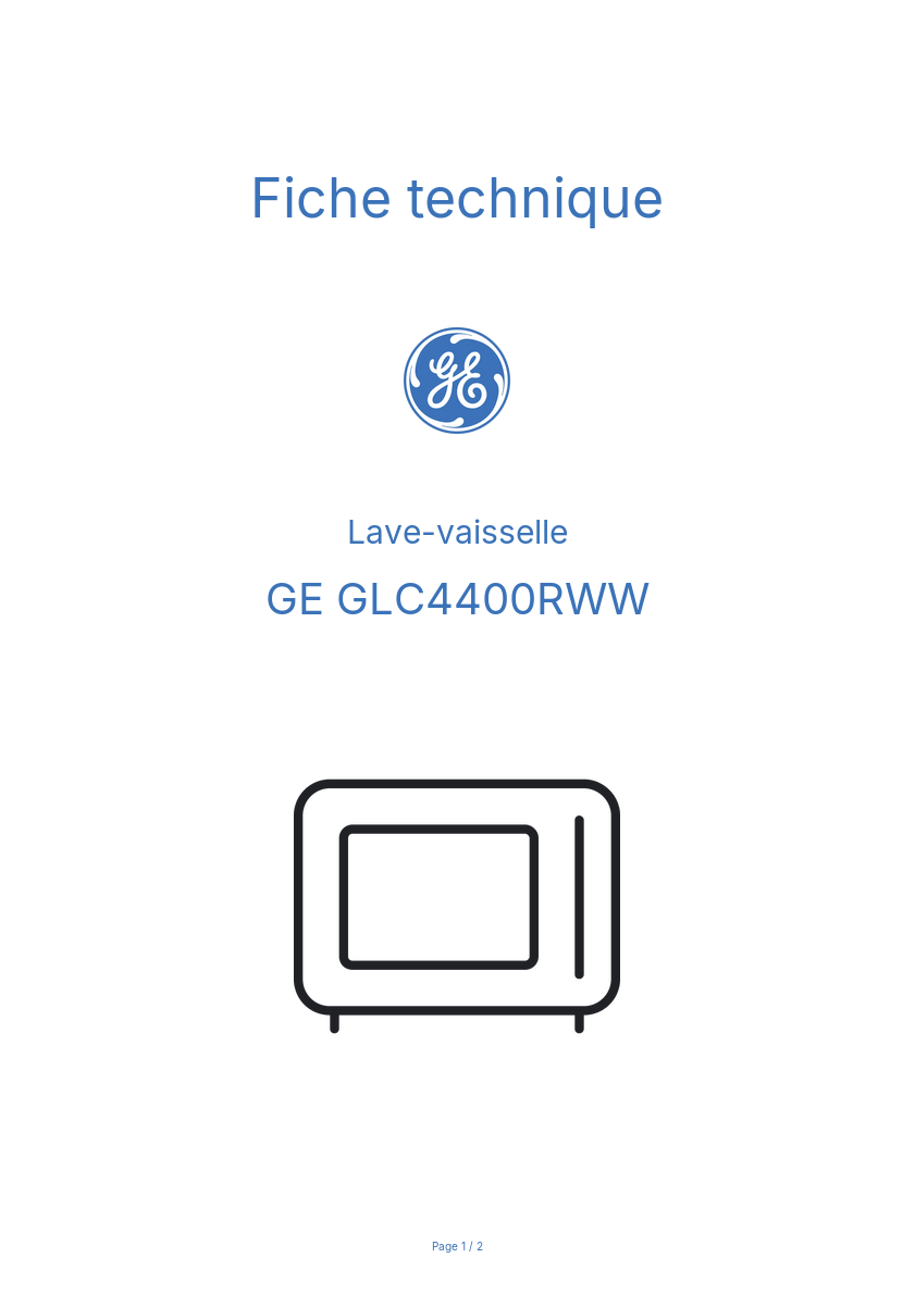 Page n°1 - Fiche technique GE GLC4400RWW