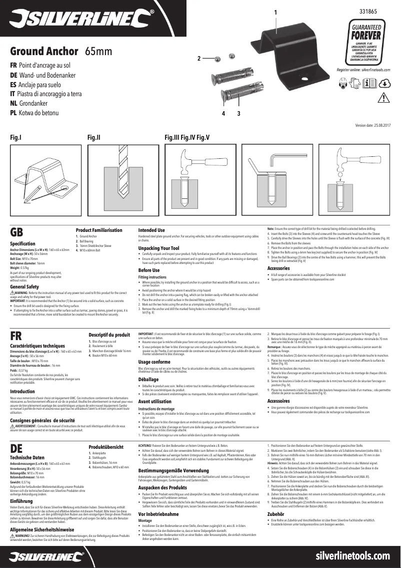 Page 1 de la notice Manuel utilisateur Silverline 331865