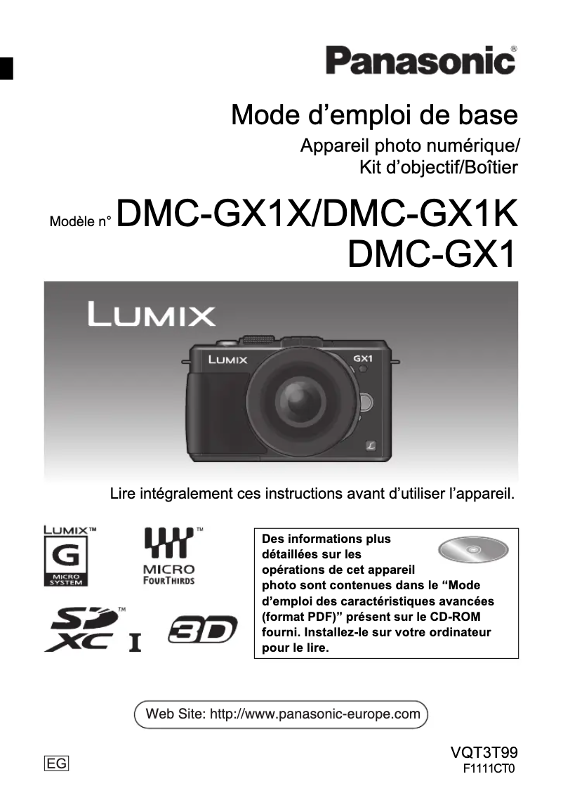 Imagen de la primera página del manual del dispositivo Lumix DMC-GX1