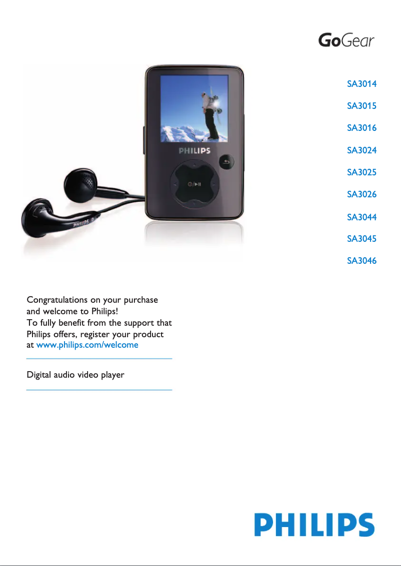 Page n°1 - Manuel utilisateur Philips GoGear SA3016