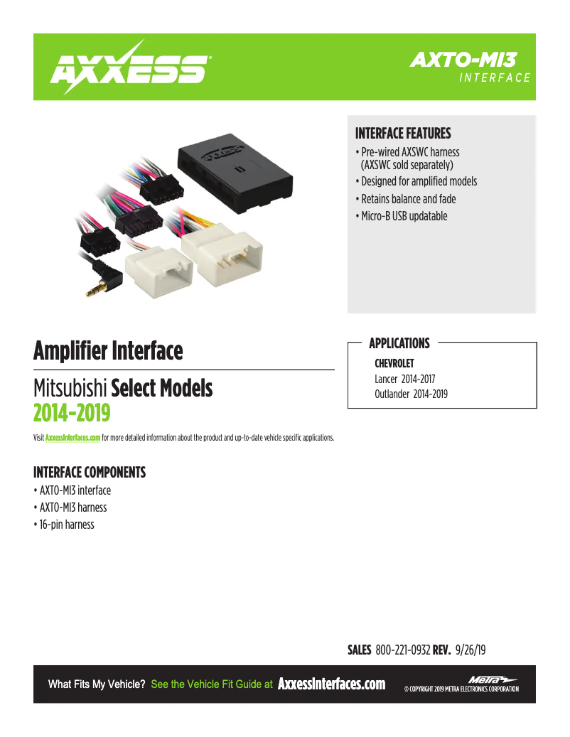 Página 1 del manual Ficha técnica AXESS AXTO-MI3
