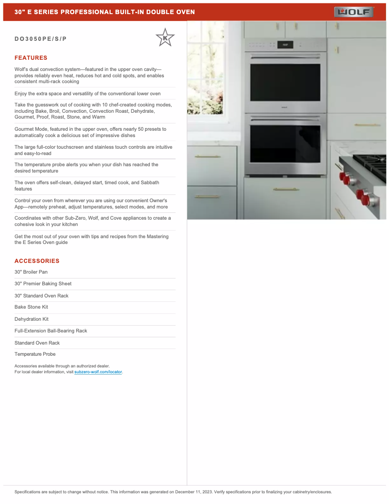 Page 1 de la notice Manuel utilisateur Wolf DO3050PP