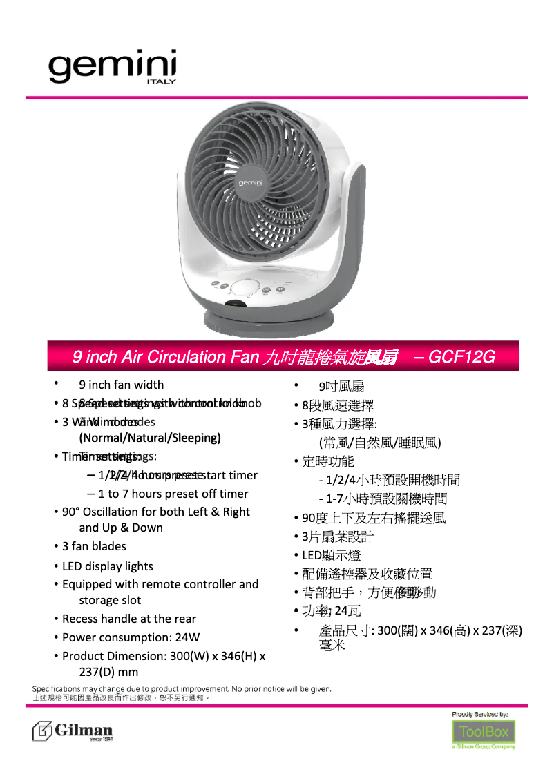 Page n°1 - Manuel utilisateur Gemini GCF12G