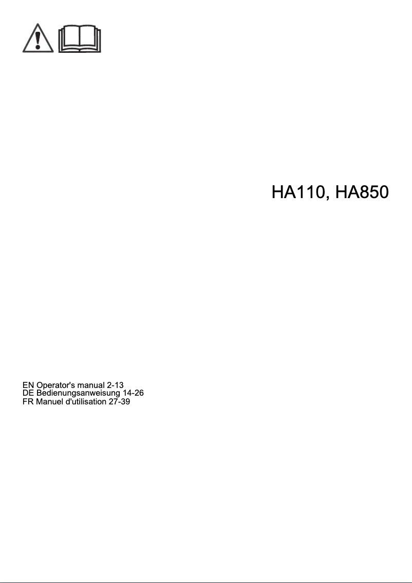 Page n°1 - Manuel utilisateur Husqvarna HA850