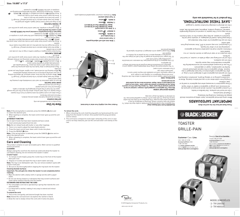 Page 1 de la notice Manuel utilisateur Black & Decker TR1200SSC