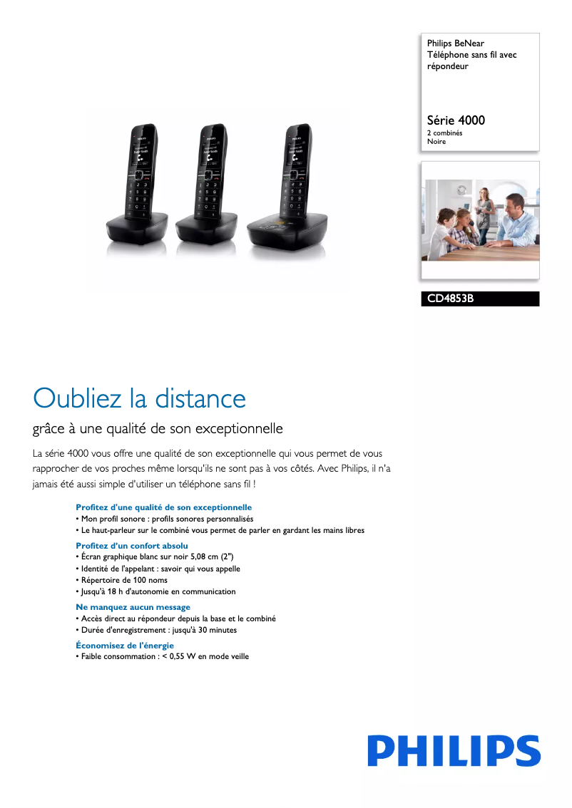Página 1 del manual Ficha técnica Philips BeNear CD4853B