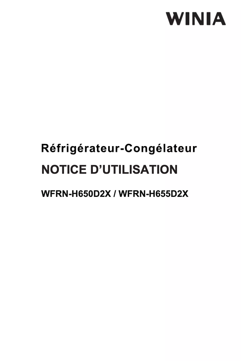 Page 1 de la notice Manuel utilisateur Winia WFRN-H655D2X