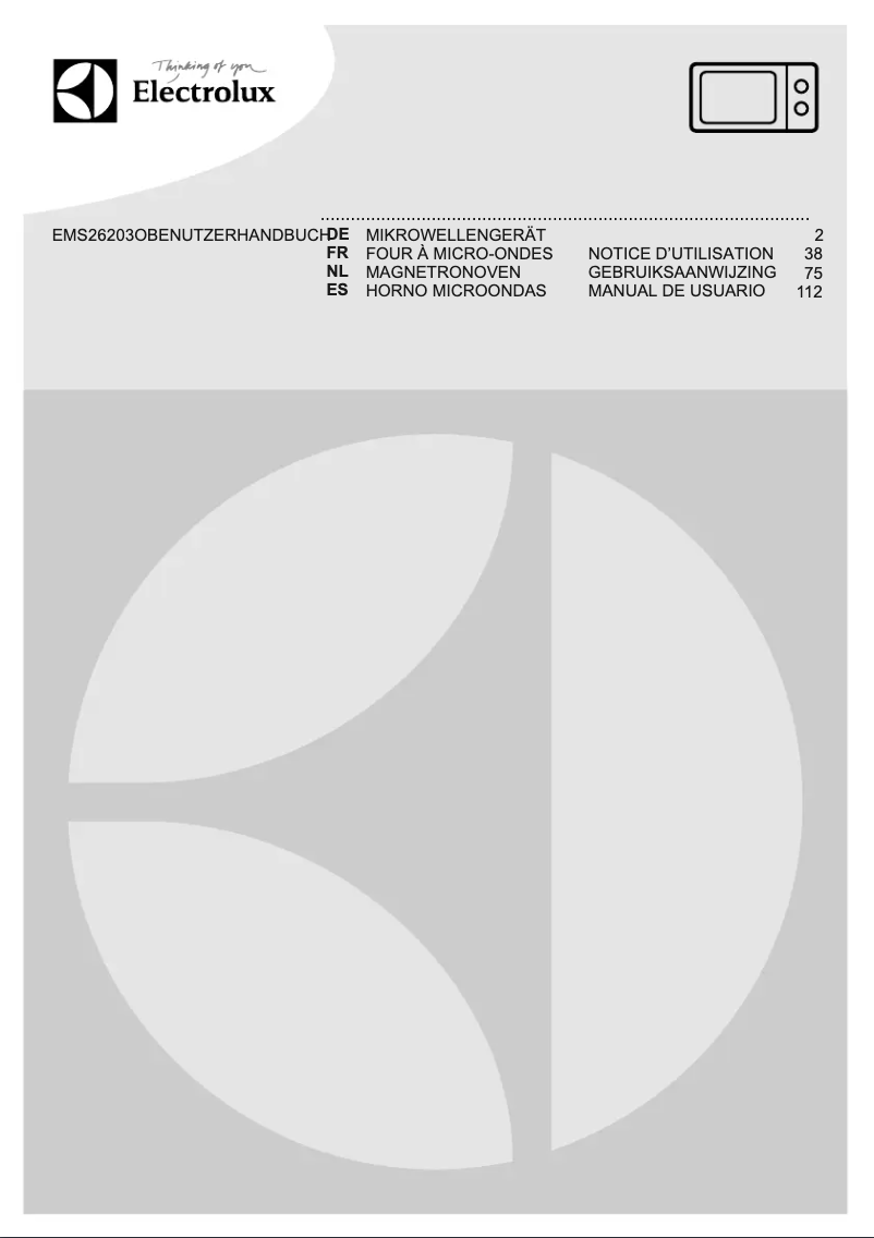 Page 1 de la notice Manuel utilisateur Electrolux EMS26203