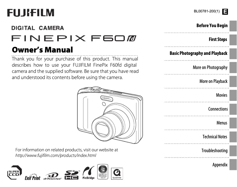 Page n°1 - Manuel utilisateur Fujifilm FinePix F60fd