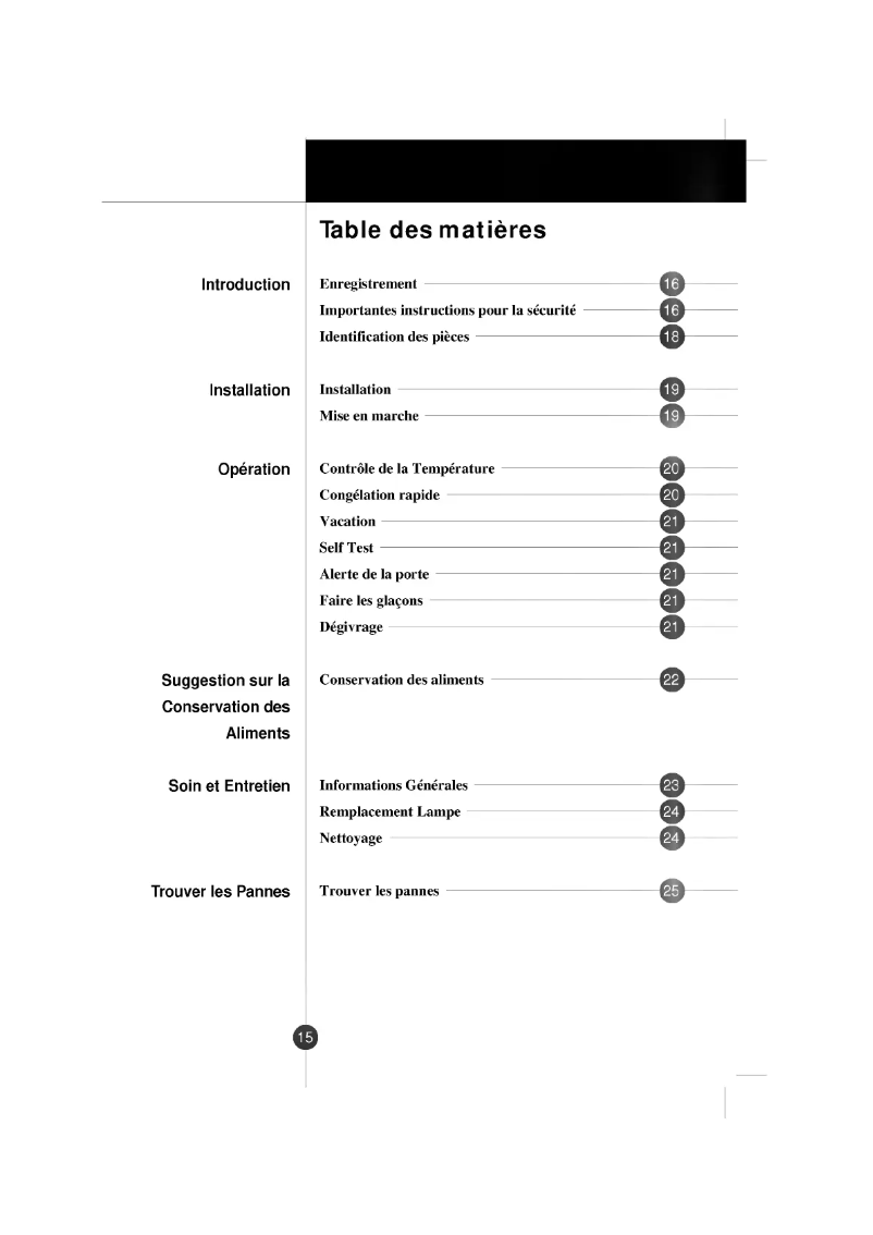 Page 1 de la notice Manuel utilisateur LG GR-349SVQF