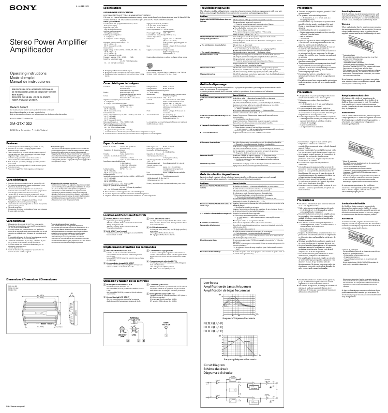 Page n°1 - Manuel utilisateur Sony XM-GTX1302