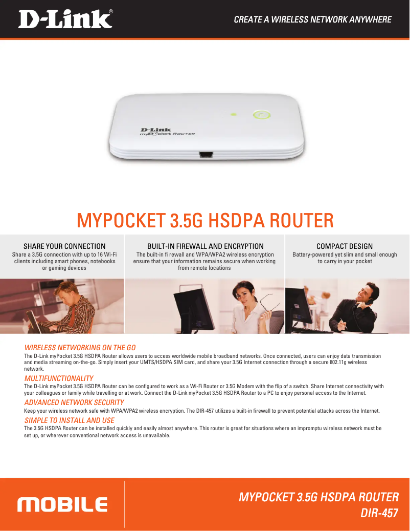 Page 1 de la notice Fiche technique D-Link DIR-457
