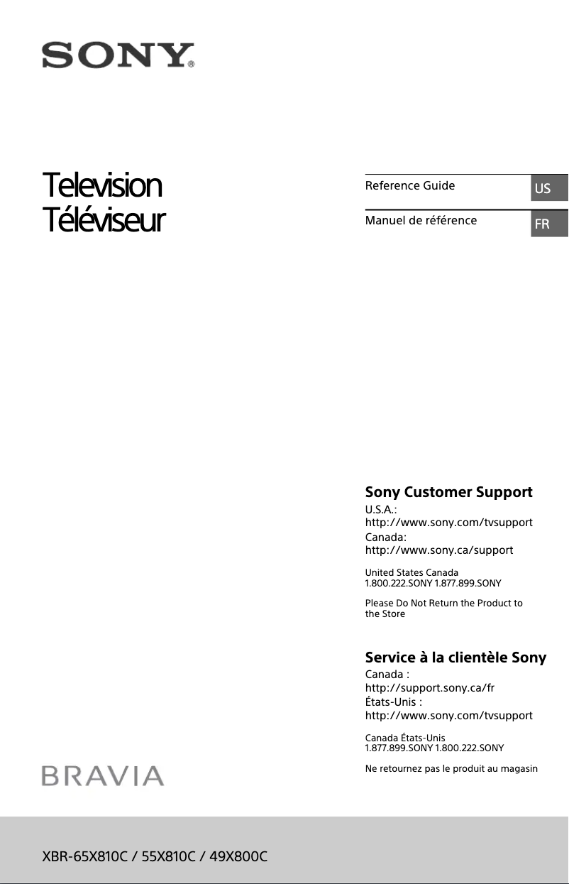 Page 1 de la notice Manuel utilisateur Sony Bravia XBR-49X800C