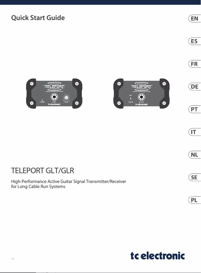 Image de la première page du manuel de l'appareil Teleport GLR