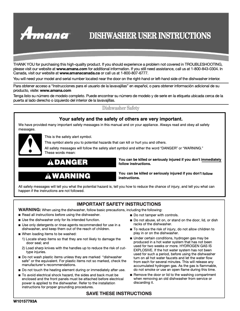 Page 1 de la notice Manuel utilisateur Amana ADB2500AWB40