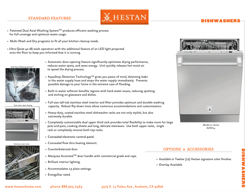 Page 1 de la notice Fiche technique Hestan KDW24-OV