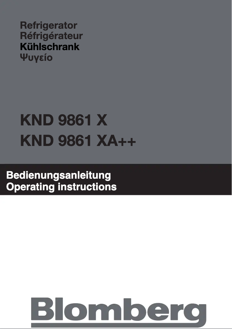 Page n°1 - Manuel utilisateur Blomberg KND 9861 X