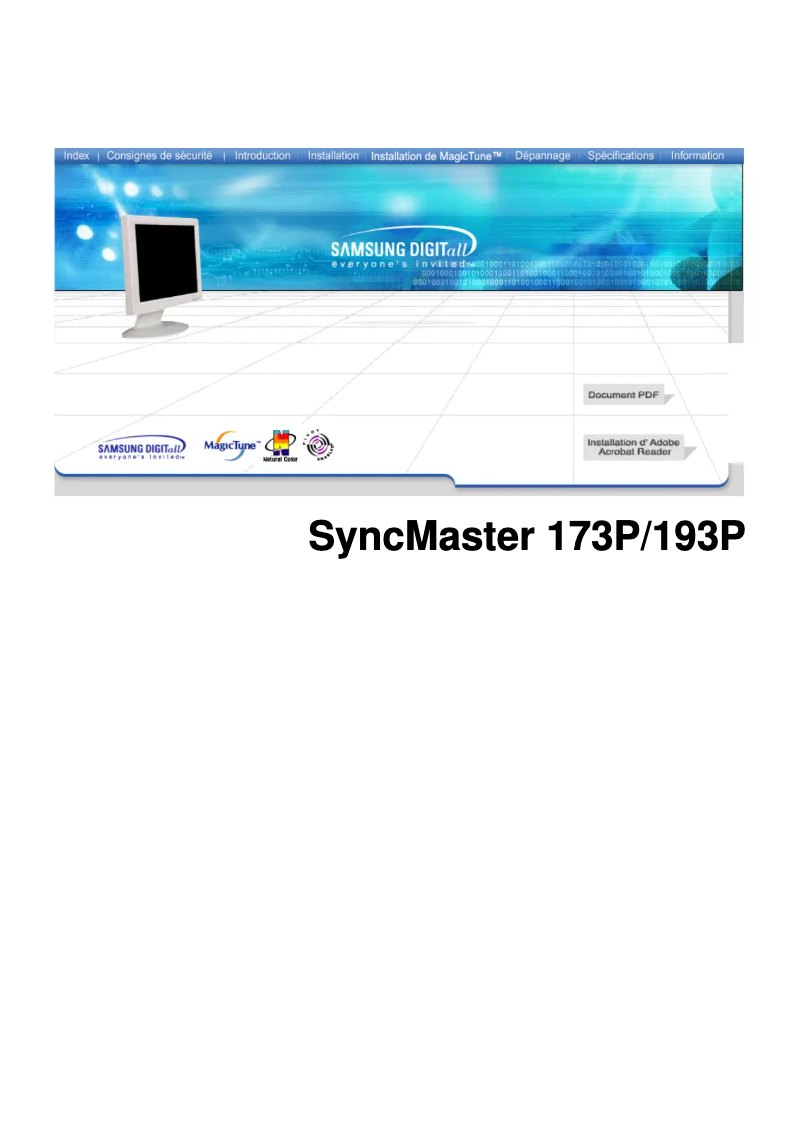 Imagen de la primera página del manual del dispositivo SyncMaster 173P
