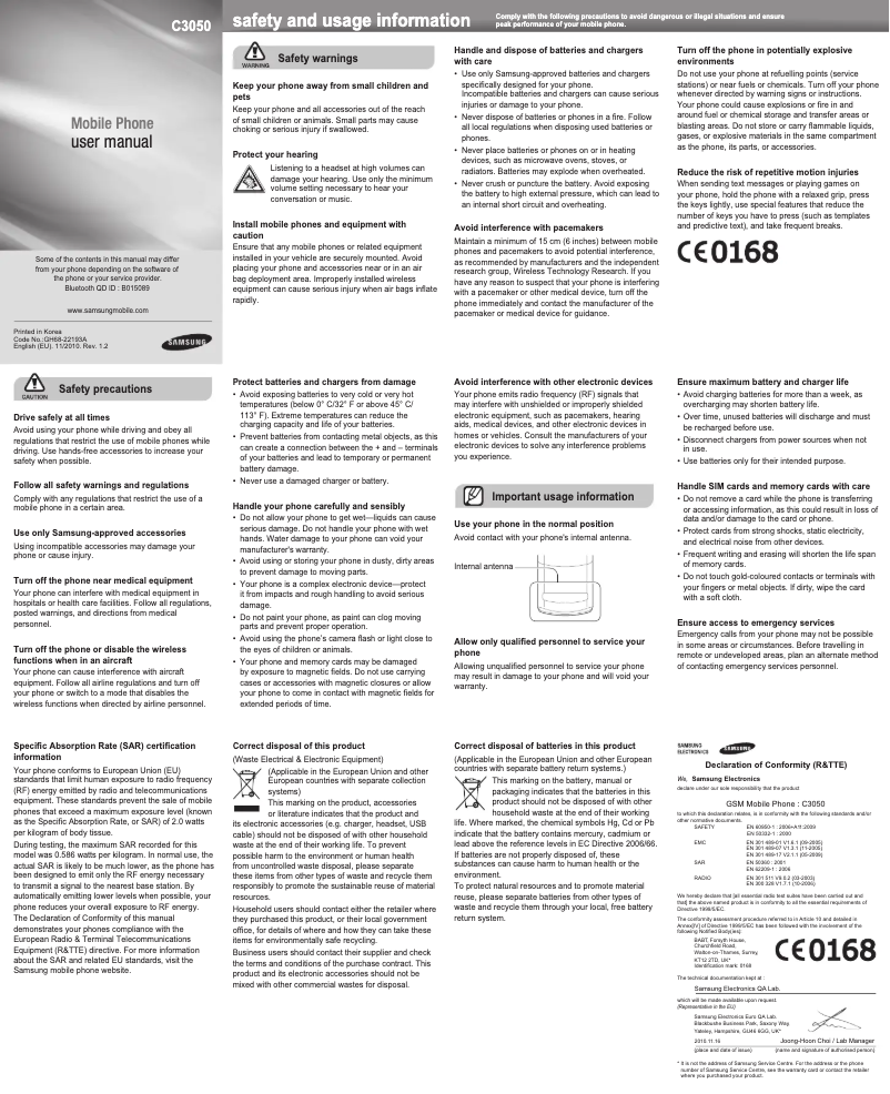 Image de la première page du manuel de l'appareil GT-C3050