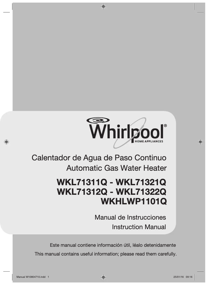 Page n°1 - Manuel utilisateur Whirlpool WKHLWP1101Q