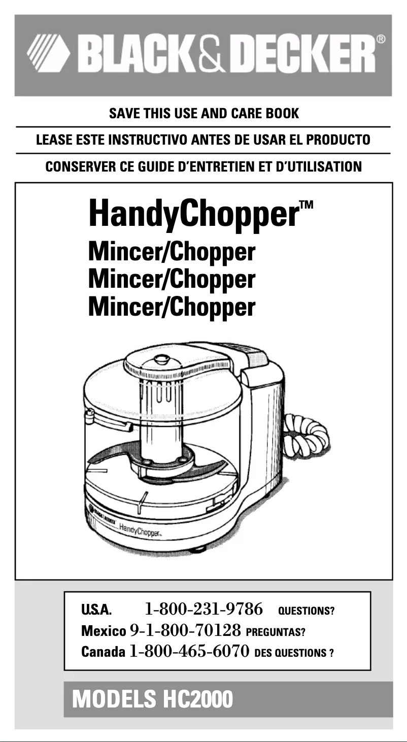 Page 1 de la notice Manuel utilisateur Black & Decker HandyChopper HC2000