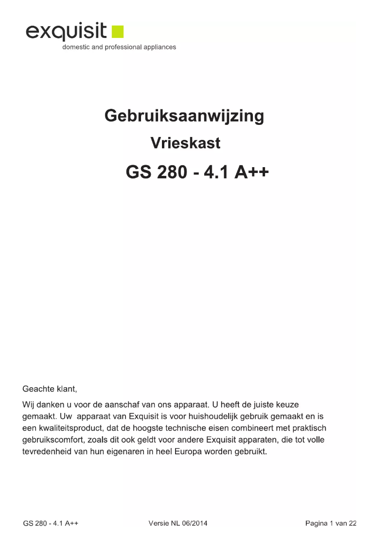 Page 1 de la notice Manuel utilisateur Exquisit GS 280/4A++