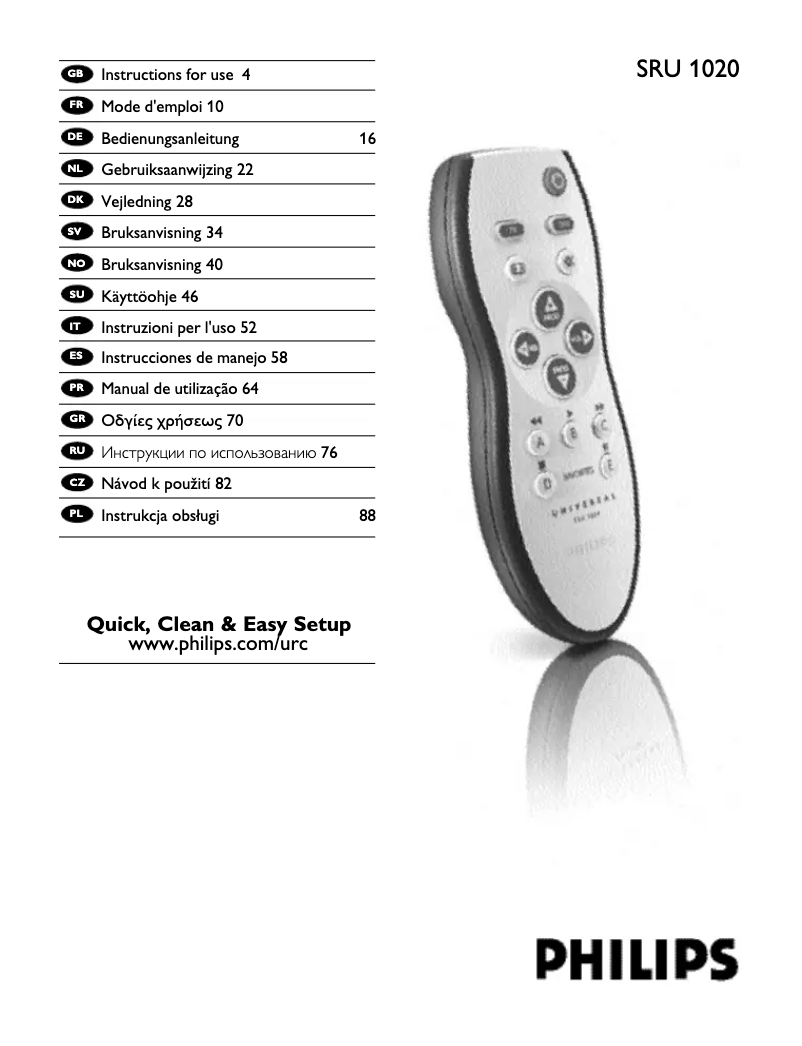 Page 1 de la notice Mode d'emploi Philips SRU1020