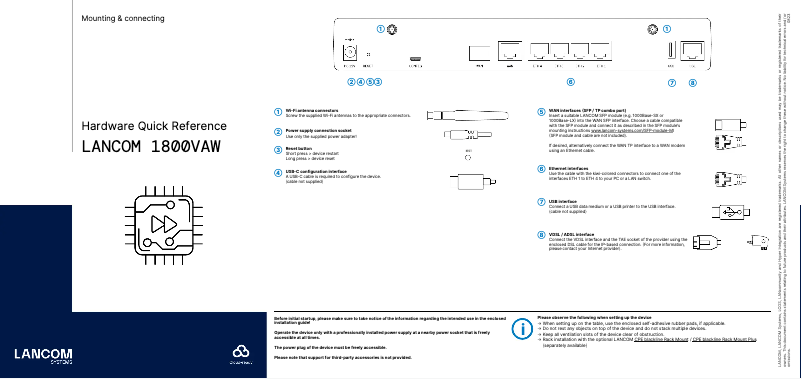 Page 1 de la notice Manuel utilisateur Lancom 1800VAW