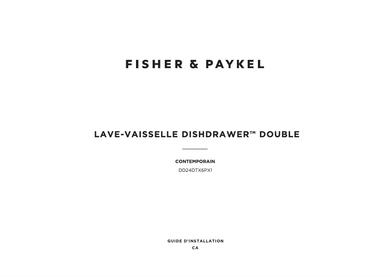 Page 1 de la notice Guide d'installation Fisher & Paykel DD24DTX6PX1