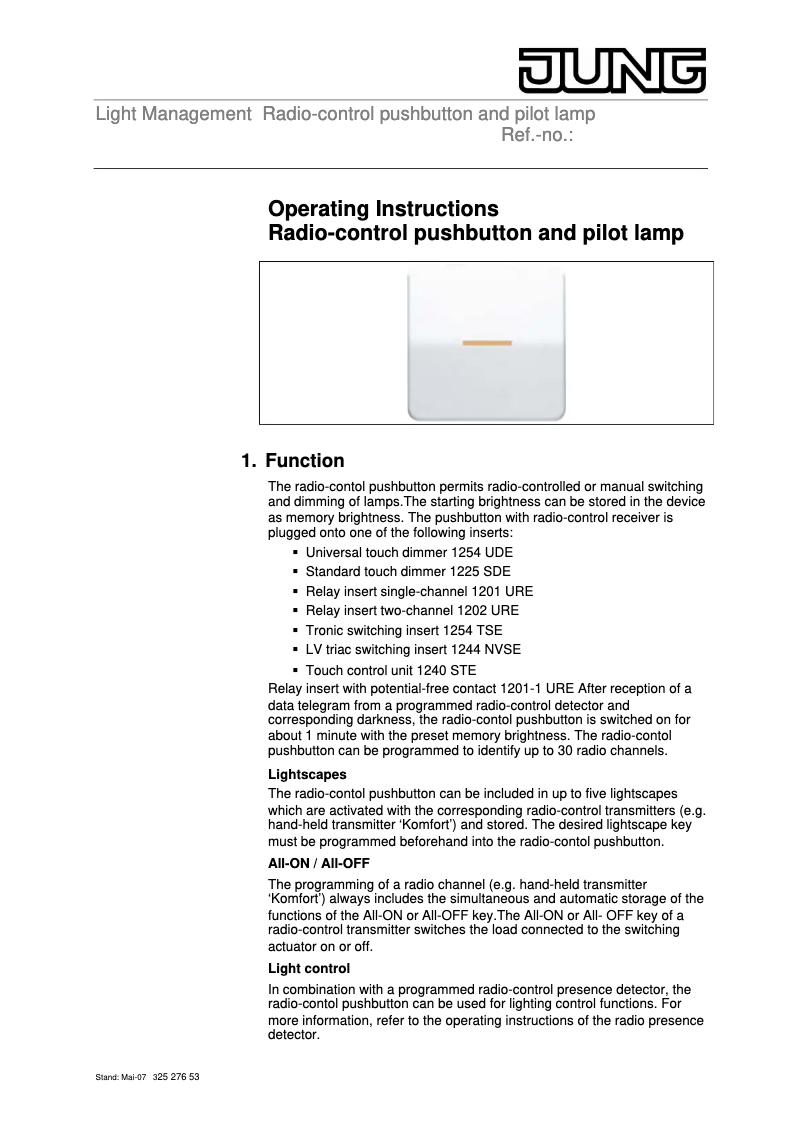 Page n°1 - Manuel utilisateur JUNG AS1561.07FKO