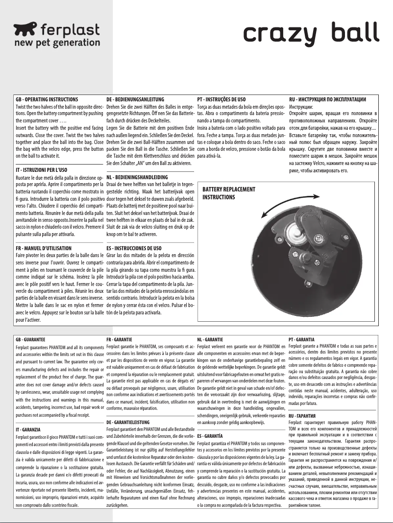 Page n°1 - Manuel utilisateur Ferplast Crazy Ball