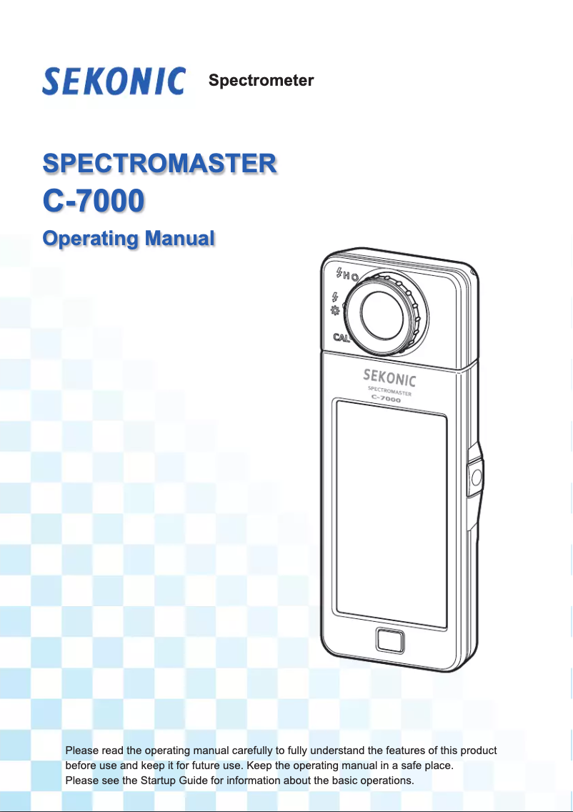 Page n°1 - Manuel utilisateur Sekonic SpectroMaster C-7000