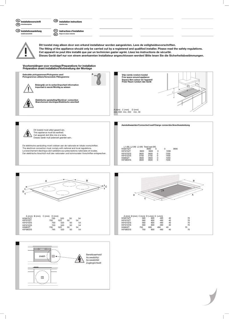 Page 1 de la notice Guide d'installation Etna KIF670ZT