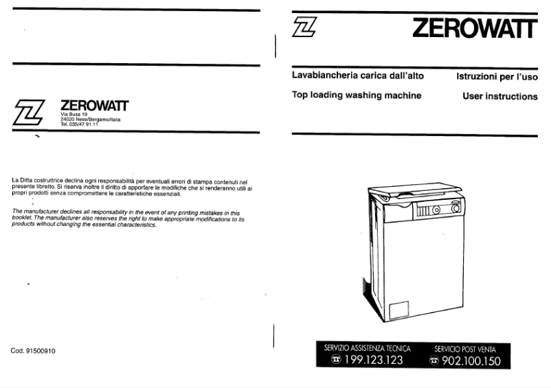 Image de la première page du manuel de l'appareil Spazio TOP ZH 60