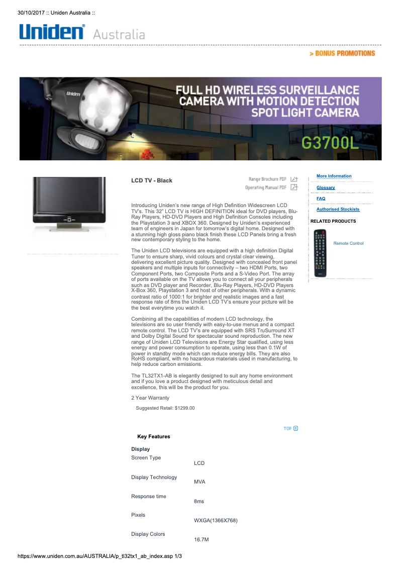 Image de la première page du manuel de l'appareil TL32TX1-AB