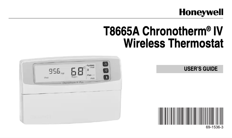 Page 1 de la notice Manuel utilisateur Honeywell Chronotherm IV T8665A