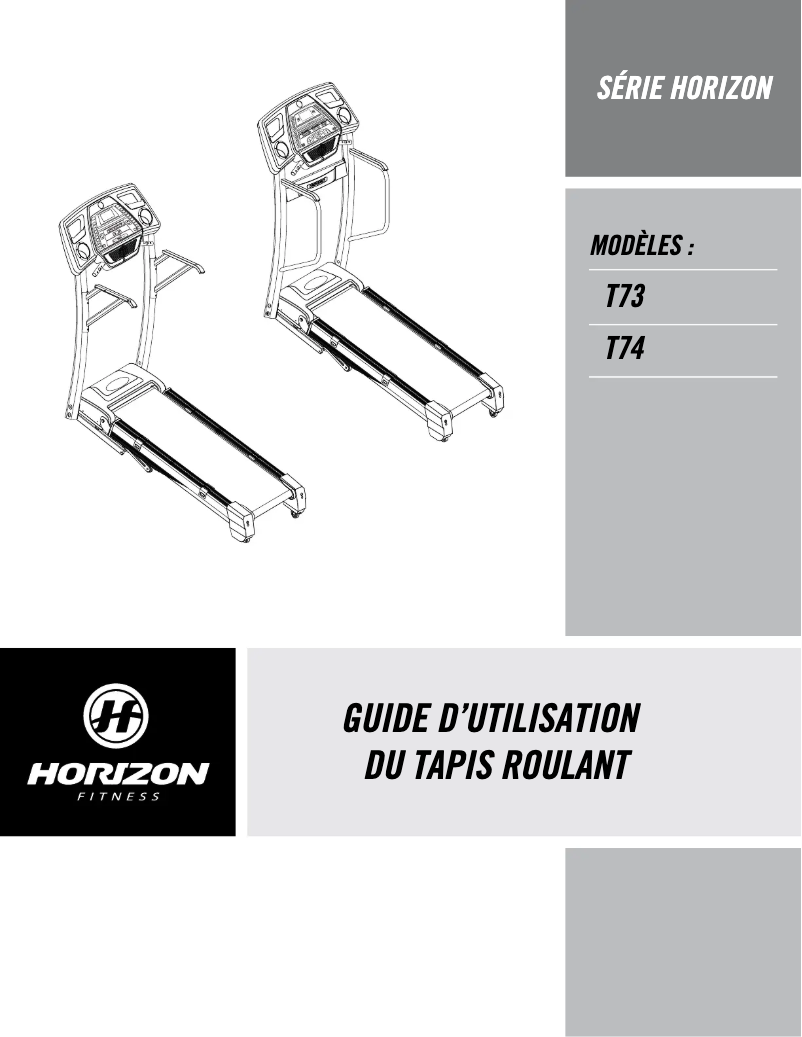 Page 1 de la notice Manuel utilisateur Horizon Fitness T74