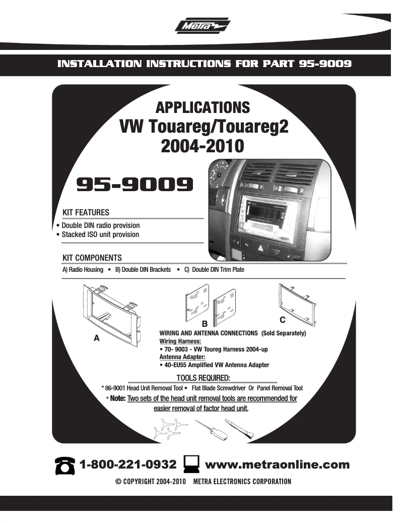 Page n°1 - Manuel utilisateur Metra 95-9009