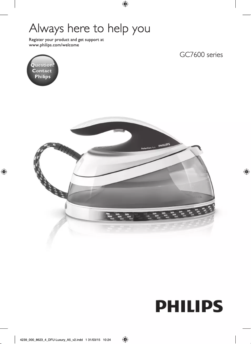Image de la première page du manuel de l'appareil PerfectCare Pure GC7629