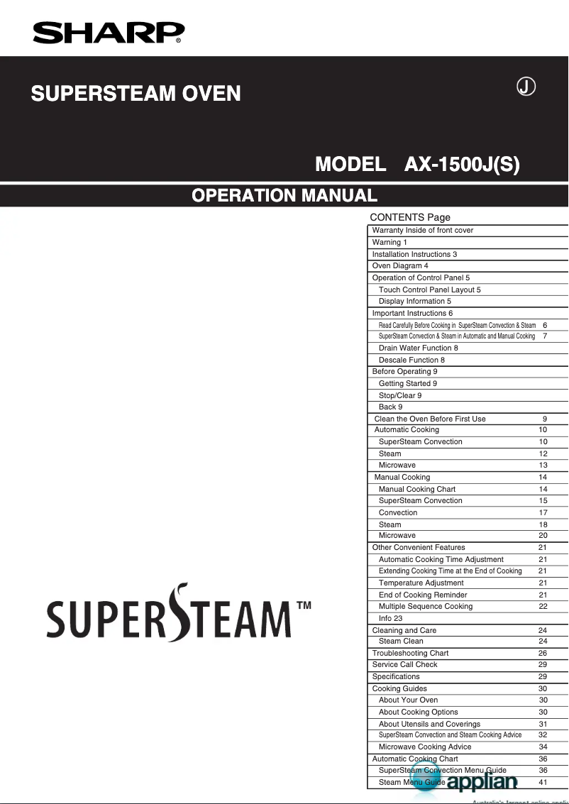 Page 1 de la notice Manuel utilisateur Sharp AX-1500JS