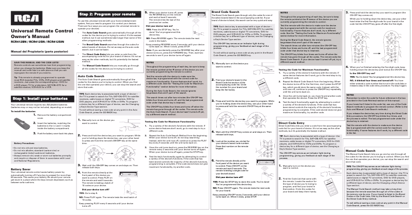 Page 1 de la notice Manuel utilisateur RCA RCR412BN