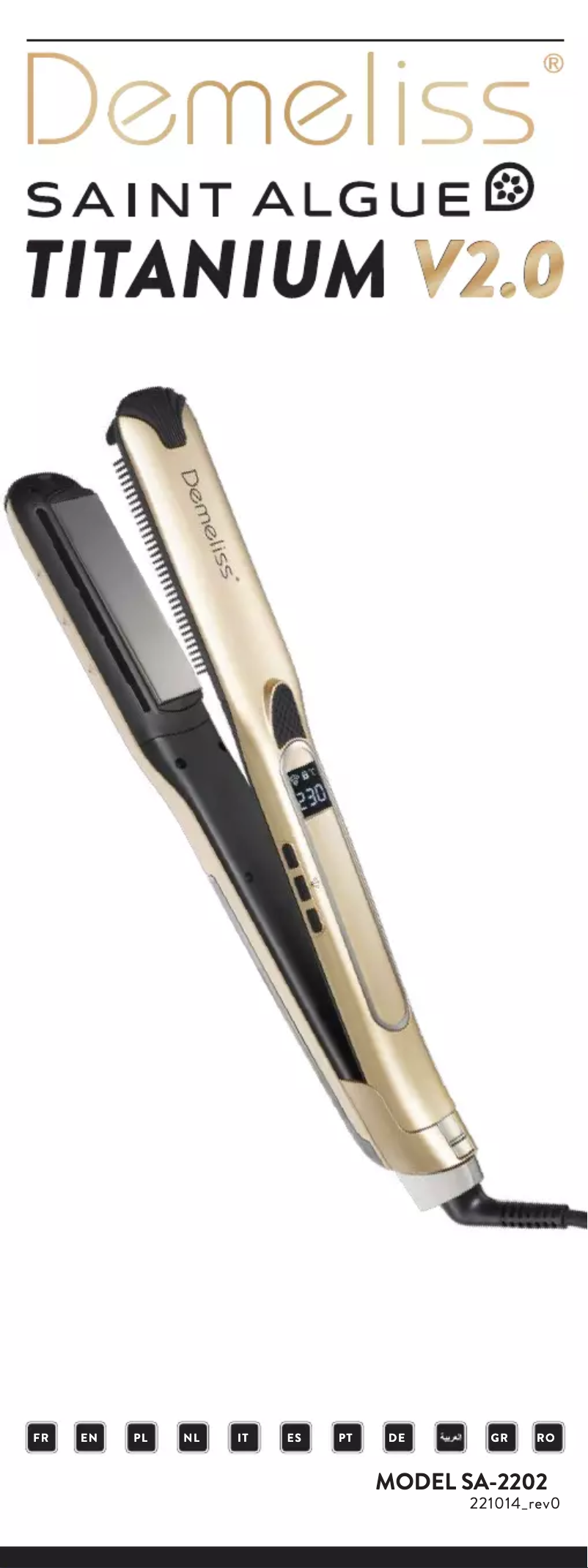 Página 1 del manual Manual de usuario Saint Algue Demeliss Titanium V2.0 SA-2202