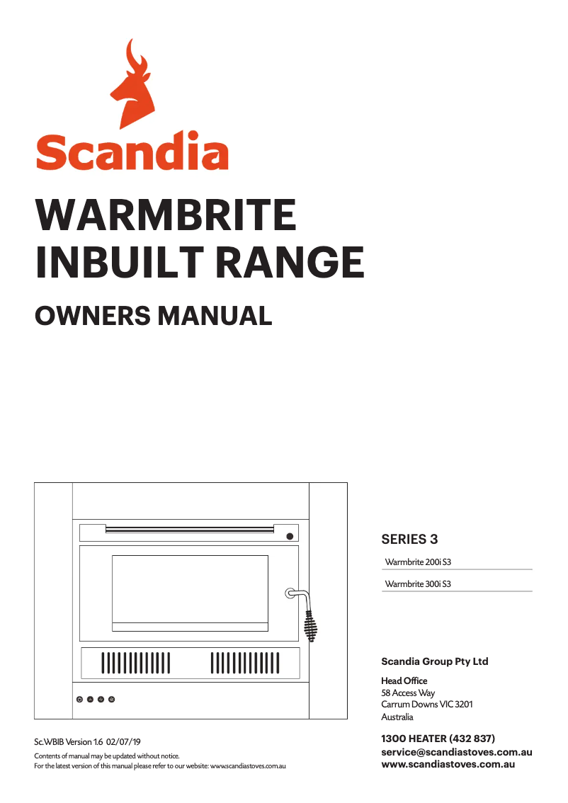 Image de la première page du manuel de l'appareil Warmbrite 200i S3