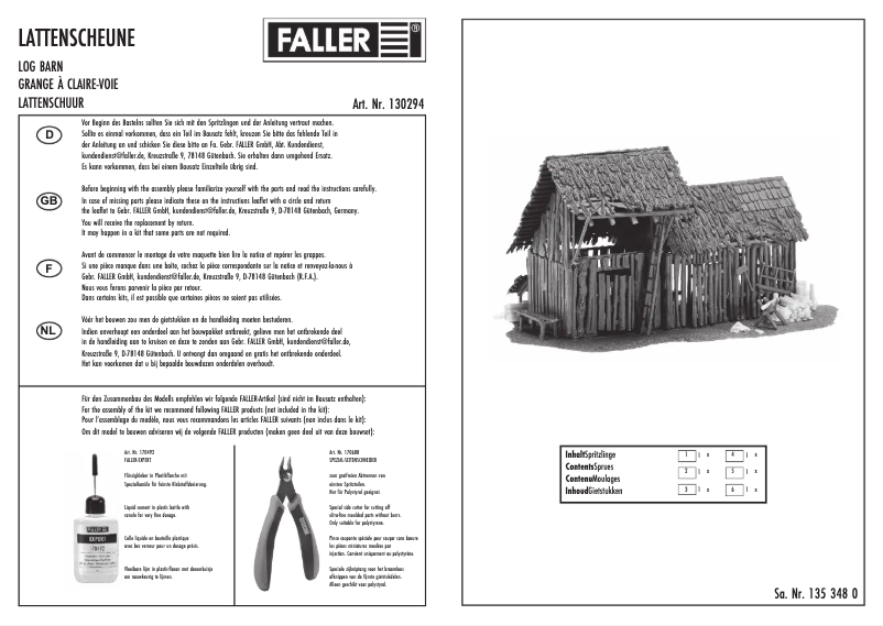 Page 1 de la notice Manuel utilisateur Faller 130294