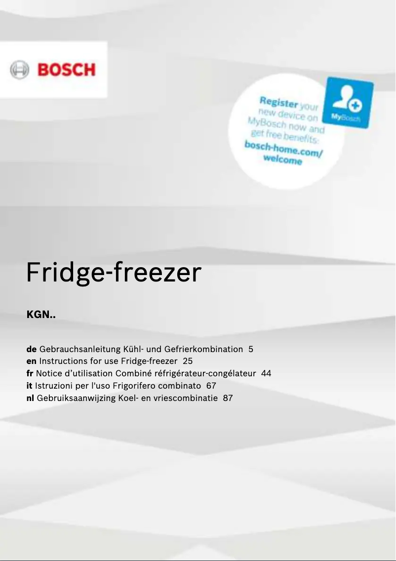 Página 1 del manual Manual de usuario Bosch KGN39VLEB