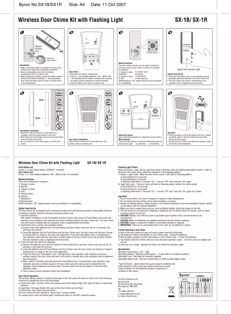 Página 1 del manual Manual de usuario Elro SX-1B