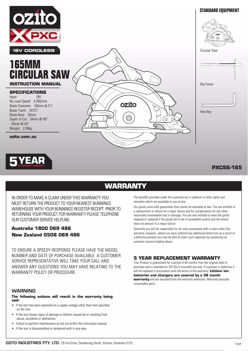 Image de la première page du manuel de l'appareil PXCSS-165